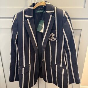 Ralph Lauren Navy and White Striped Blazer size 8 nwt